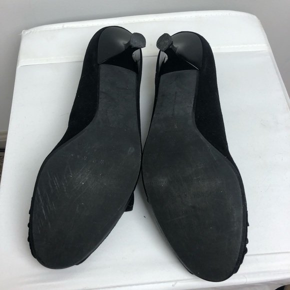 Stuart Weitzman  Black Peep Toe Heels Suede 8.5 - Picture 4 of 4